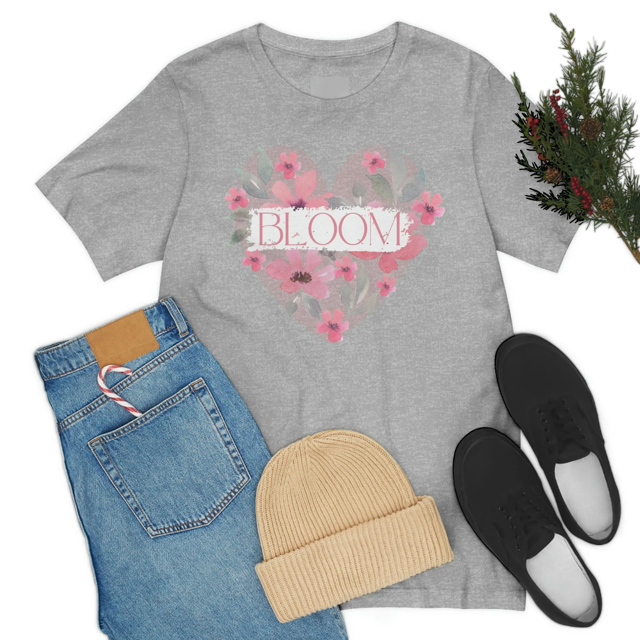 Watercolor Bloom  Heart Short Sleeve T-Shirt