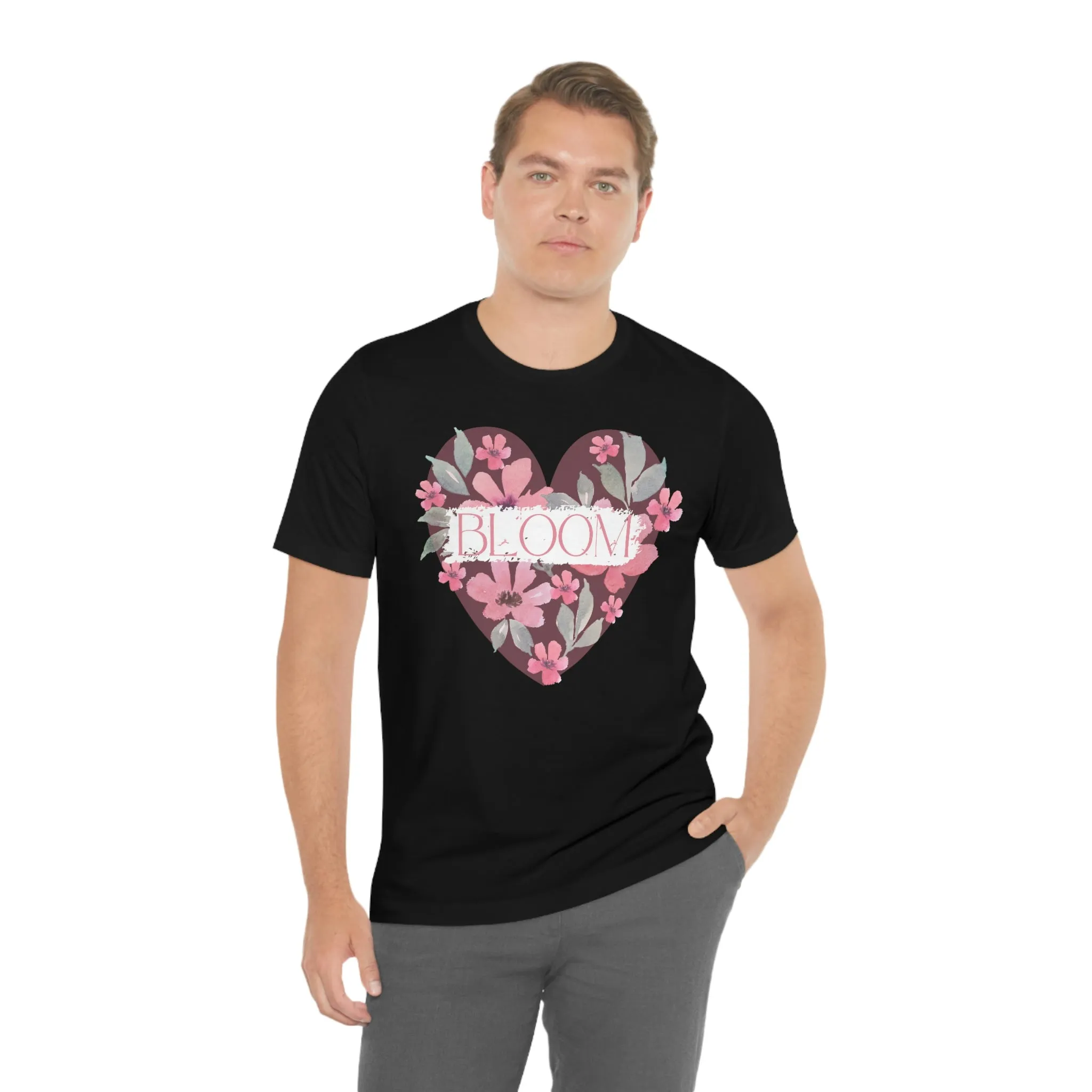 Watercolor Bloom  Heart Short Sleeve T-Shirt