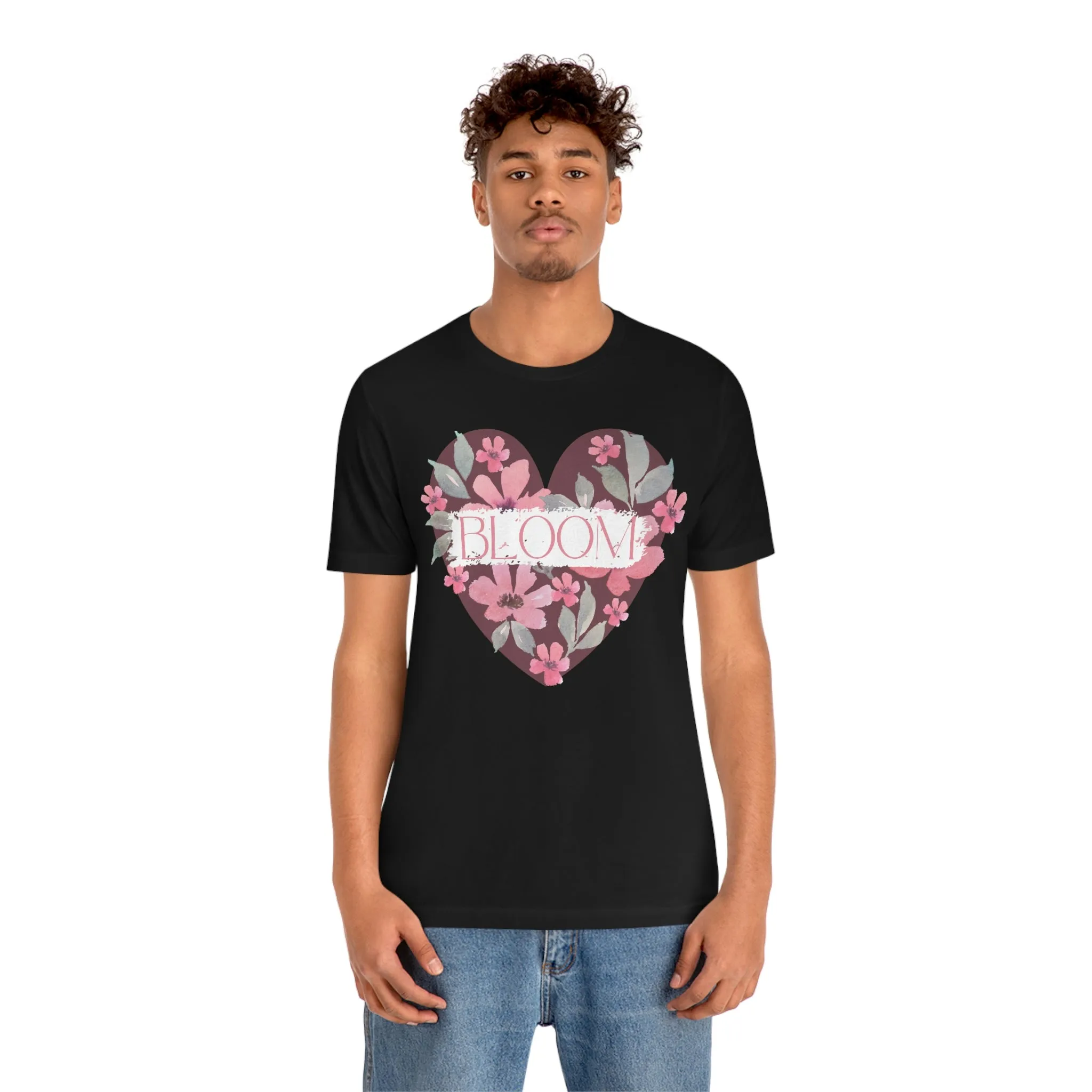 Watercolor Bloom  Heart Short Sleeve T-Shirt