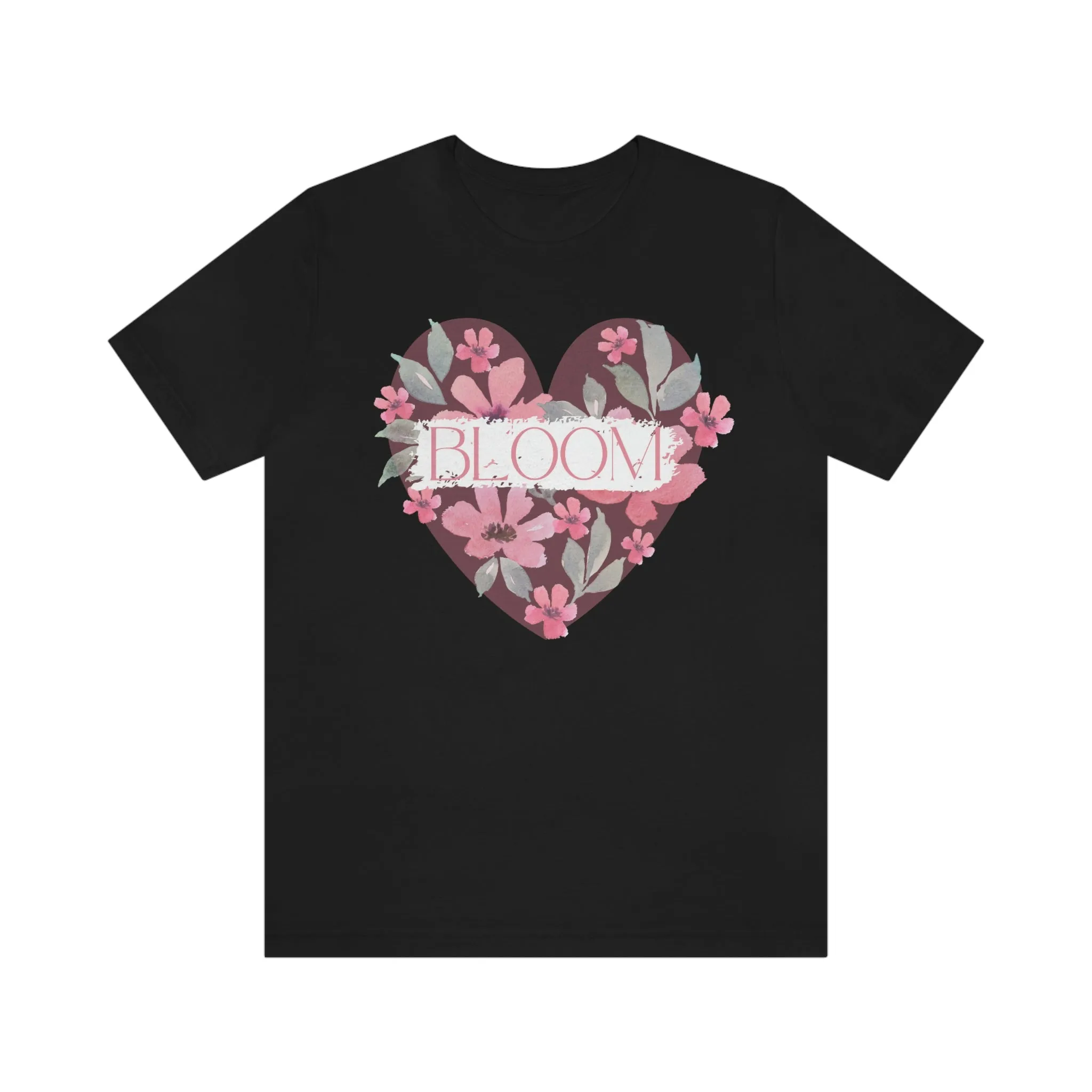 Watercolor Bloom  Heart Short Sleeve T-Shirt