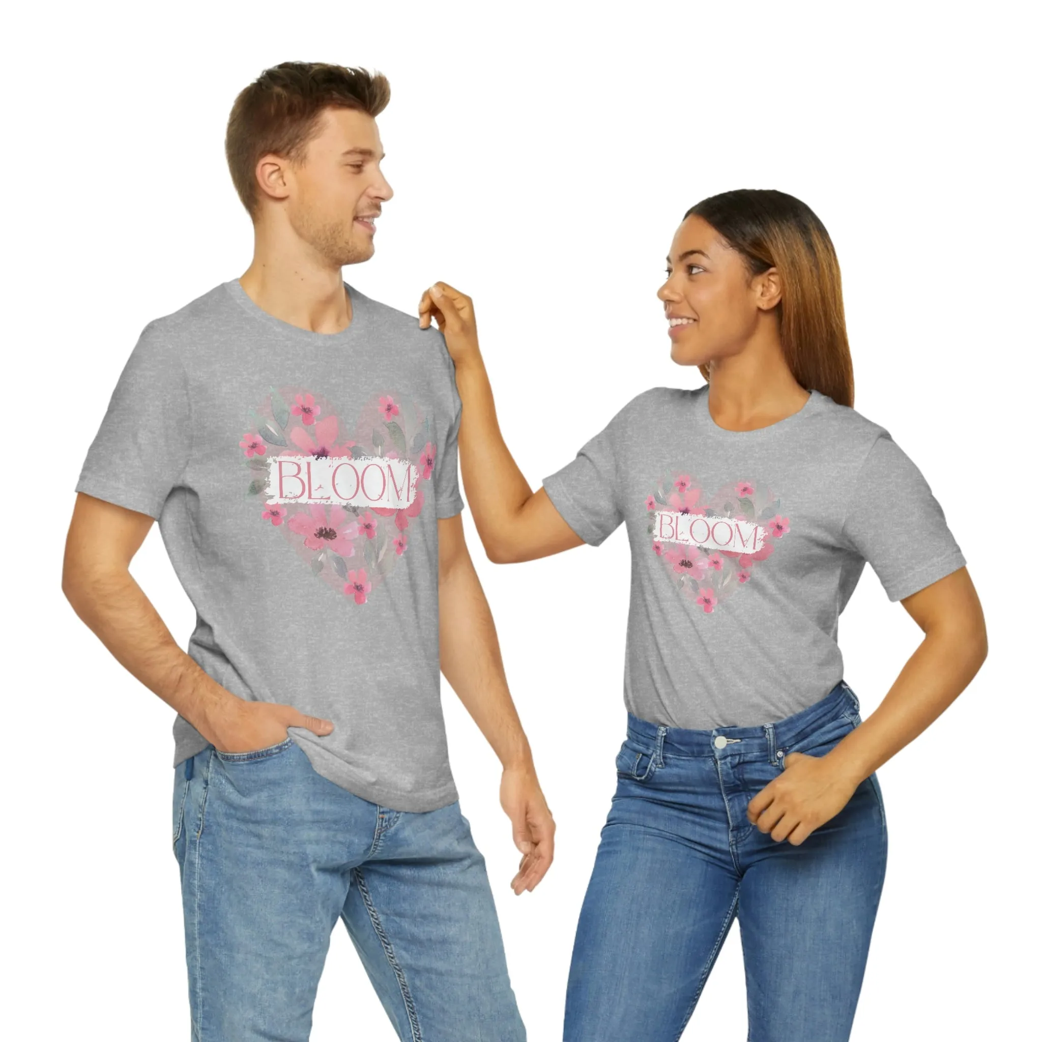 Watercolor Bloom  Heart Short Sleeve T-Shirt