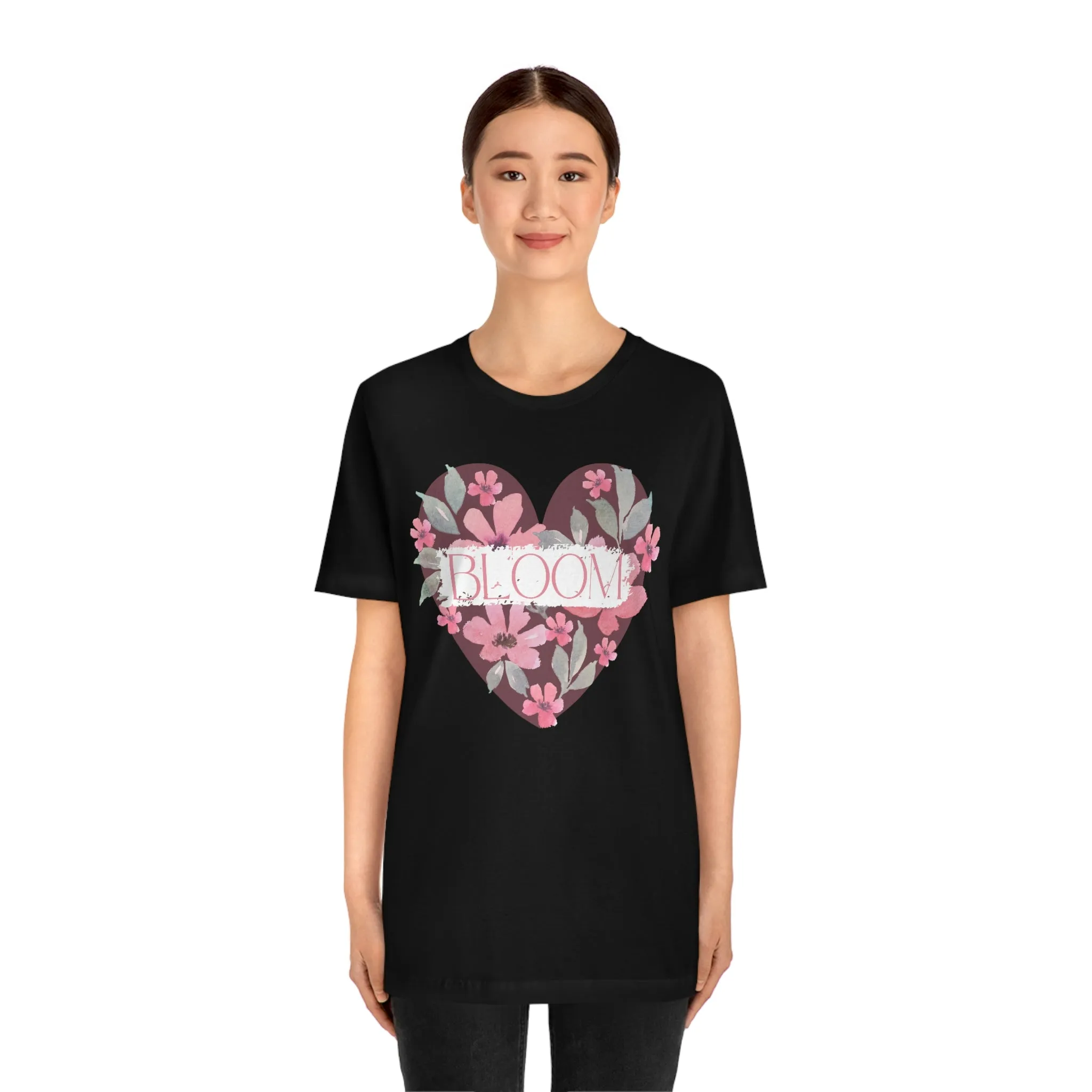 Watercolor Bloom  Heart Short Sleeve T-Shirt