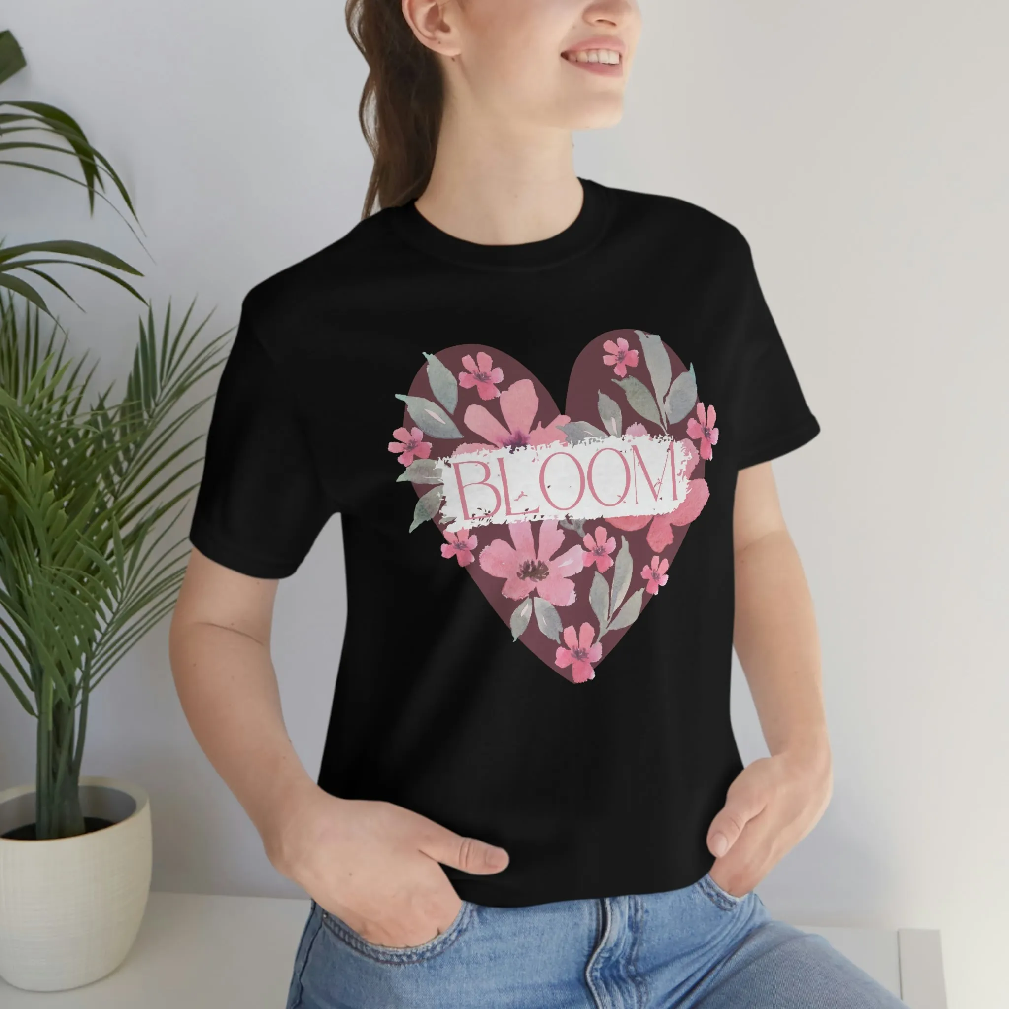 Watercolor Bloom  Heart Short Sleeve T-Shirt