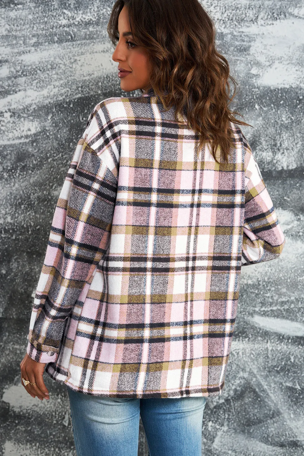 White Label Women's Plaid Flannel Shacket with Button Front and Pockets | 100% Polyester Shirt Jacket