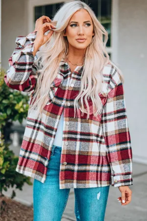White Label Women's Plaid Flannel Shacket with Button Front and Pockets | 100% Polyester Shirt Jacket