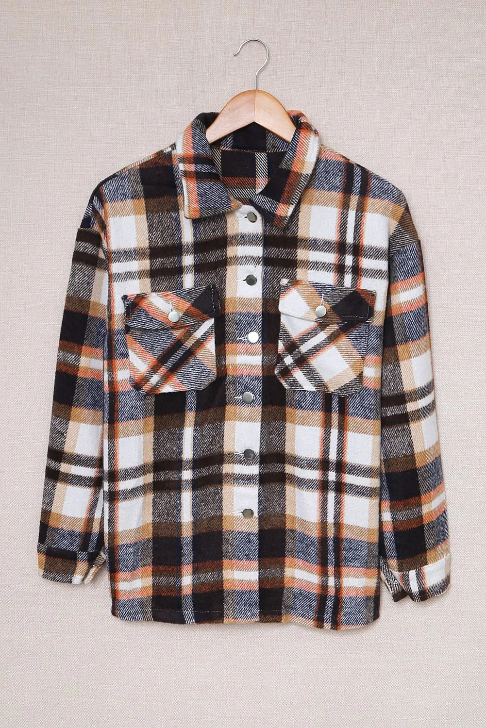 White Label Women's Plaid Flannel Shacket with Button Front and Pockets | 100% Polyester Shirt Jacket