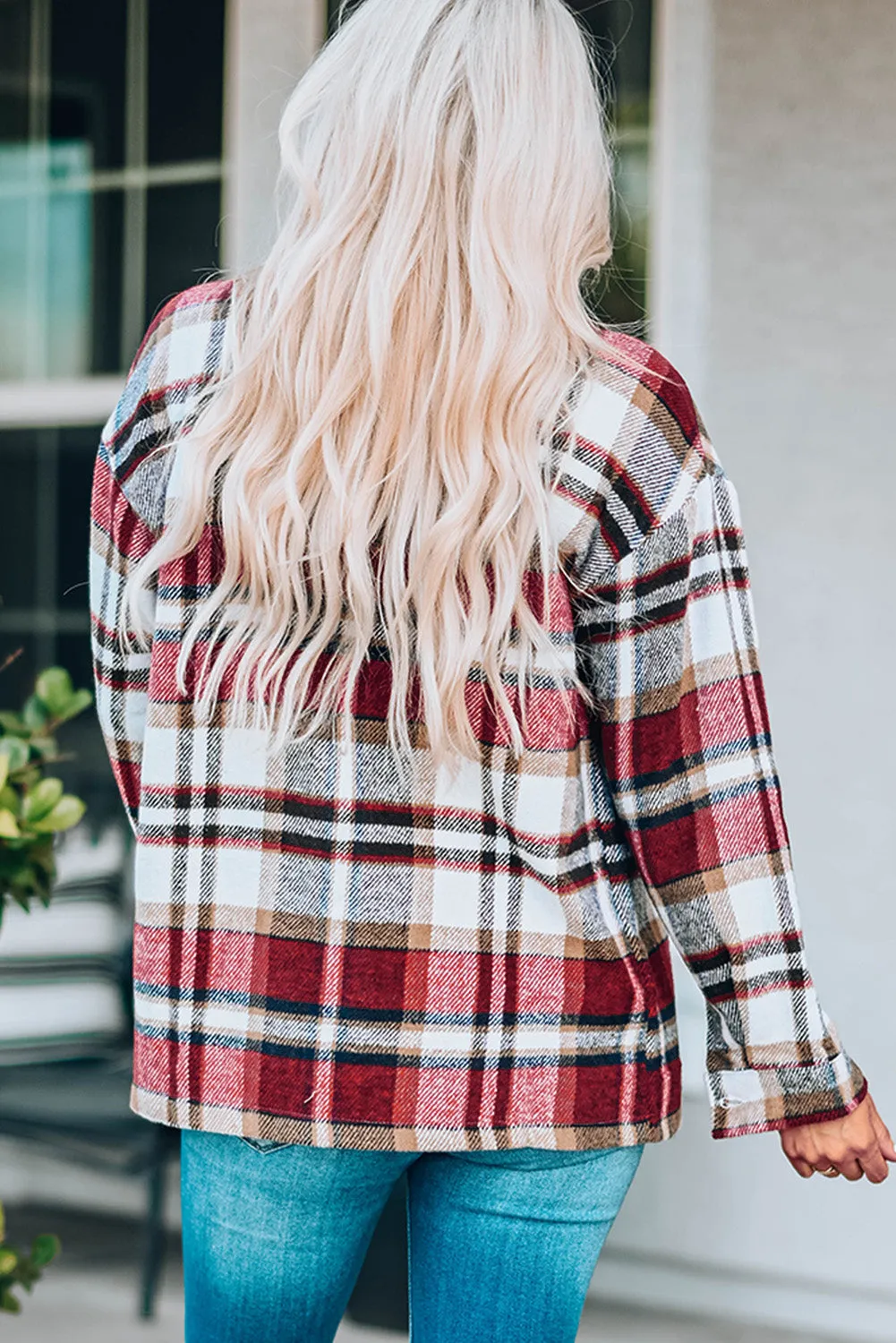 White Label Women's Plaid Flannel Shacket with Button Front and Pockets | 100% Polyester Shirt Jacket