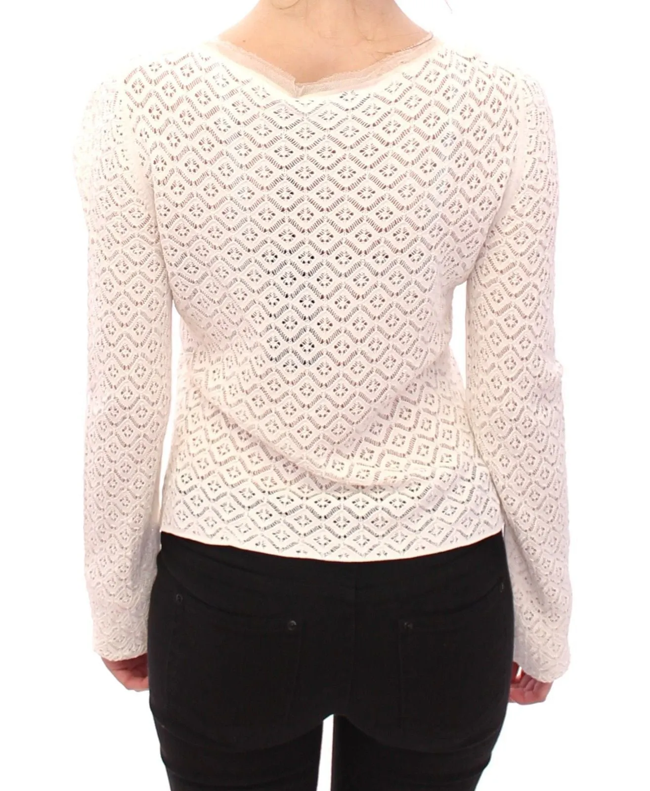 White Lace Crochet Knitted Sweater Top