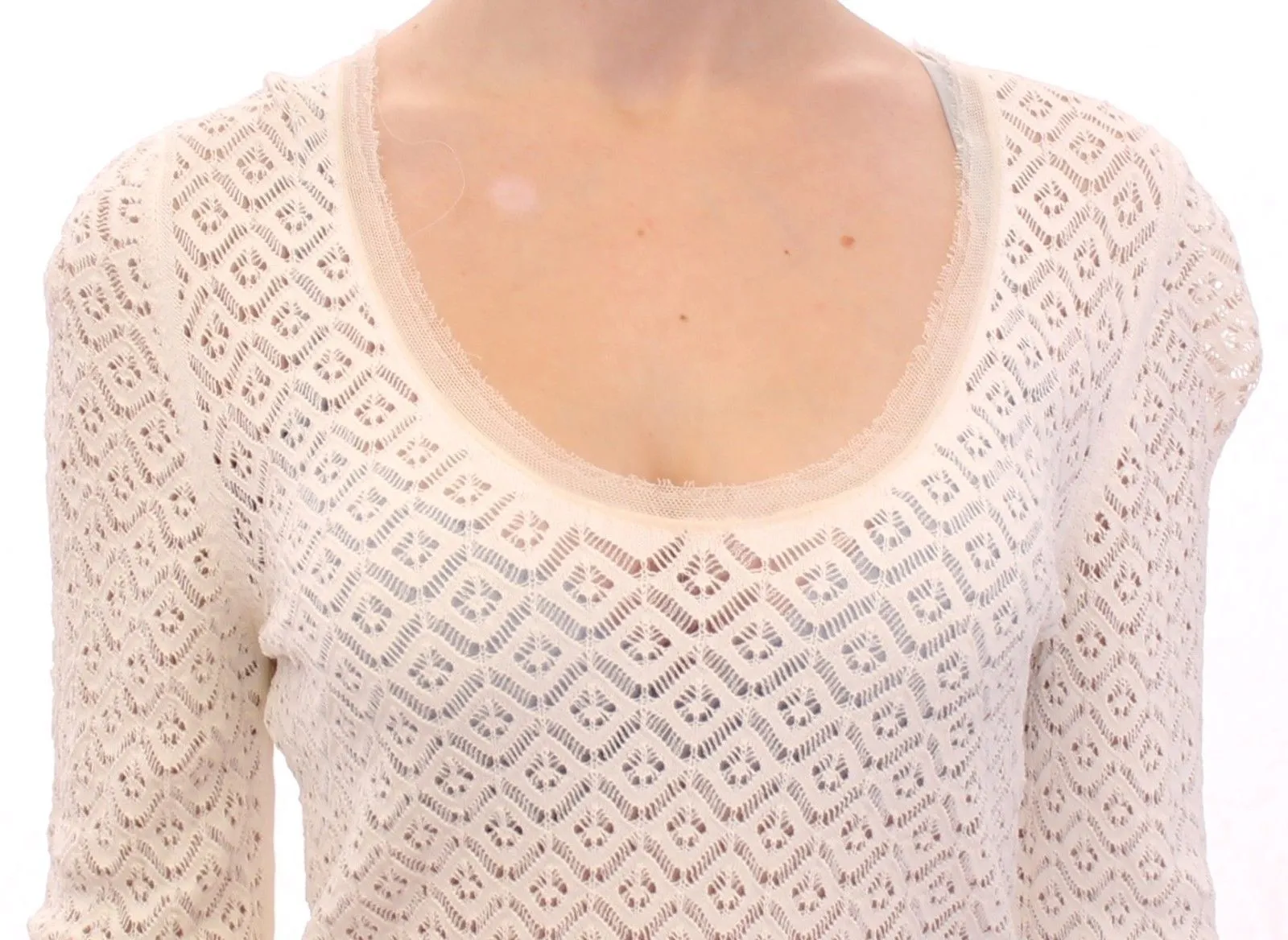 White Lace Crochet Knitted Sweater Top