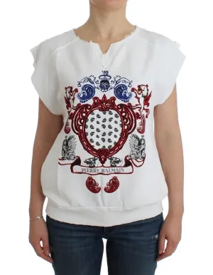 White navy printed sweatshirt