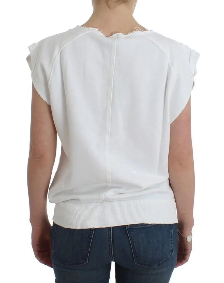 White navy printed sweatshirt