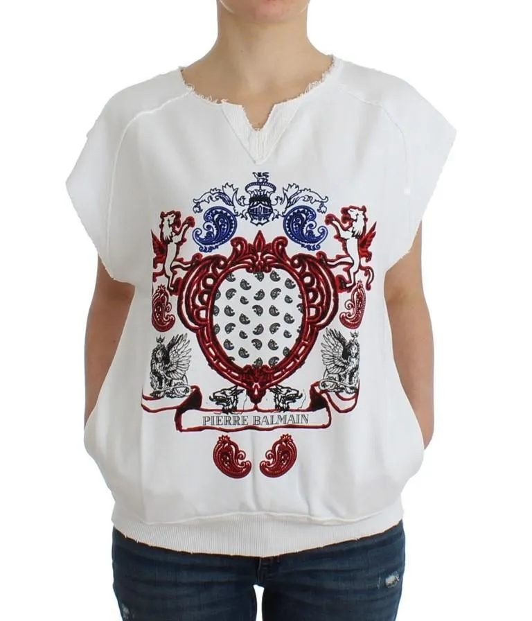 White navy printed sweatshirt