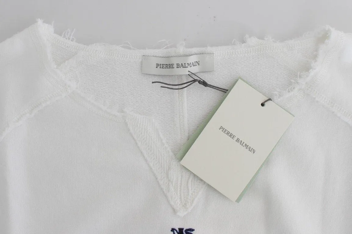 White navy printed sweatshirt