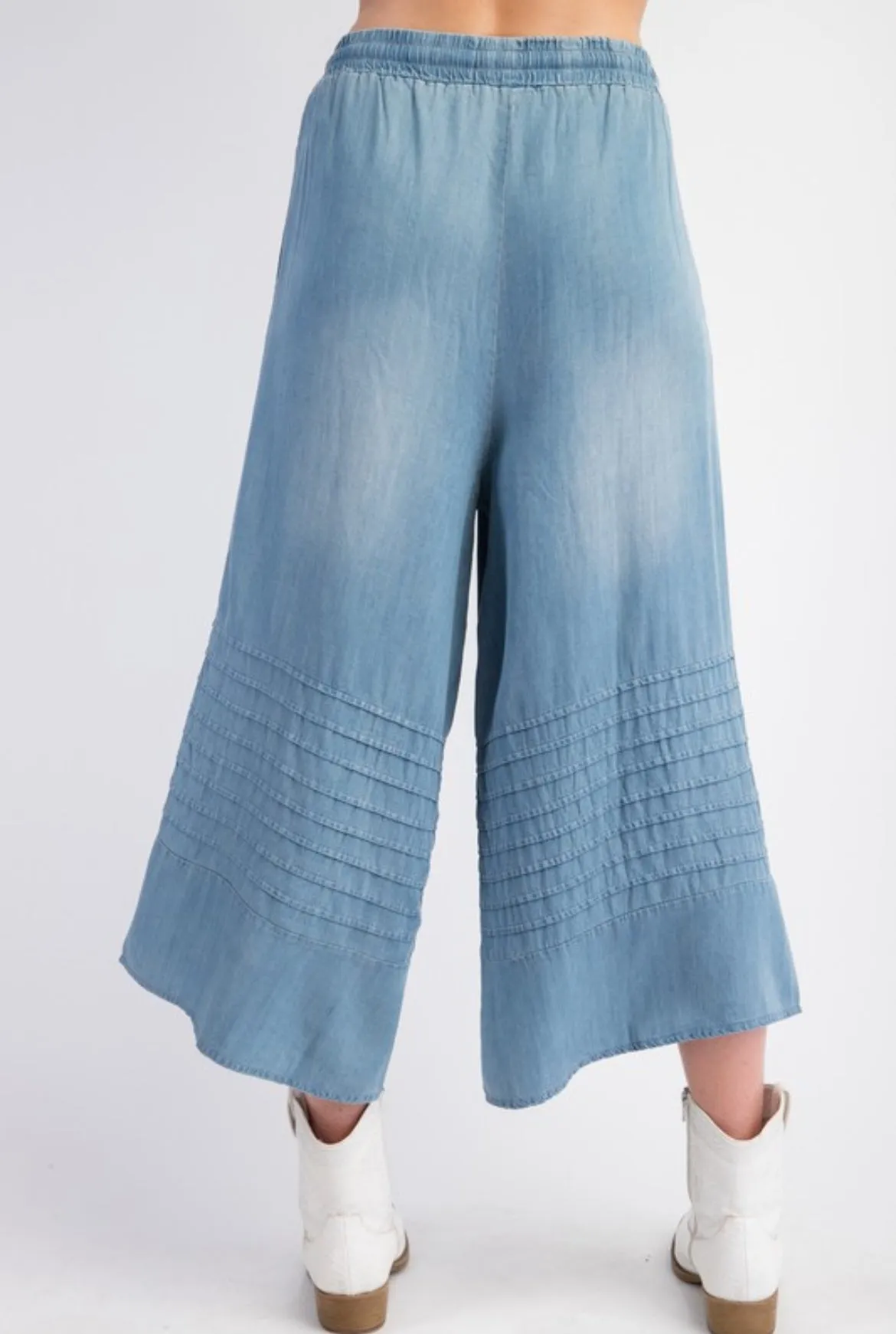 Wide Leg Chambray Crop
