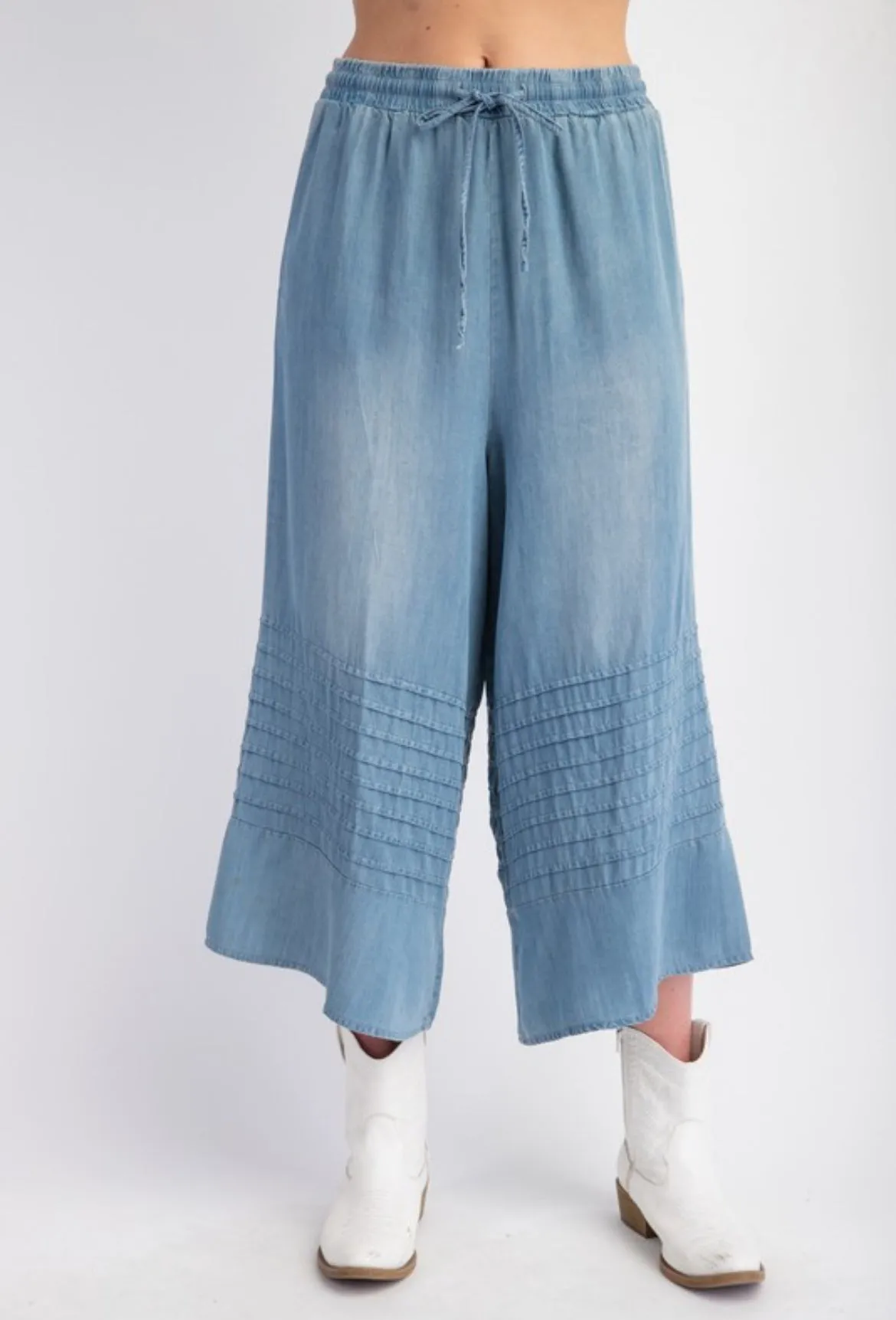 Wide Leg Chambray Crop