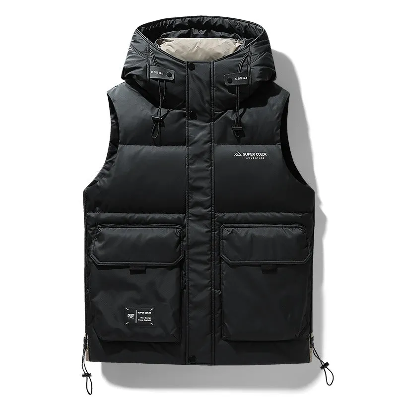 Windproof and Water-resistant Puffer Down Vest with Flap Pocket