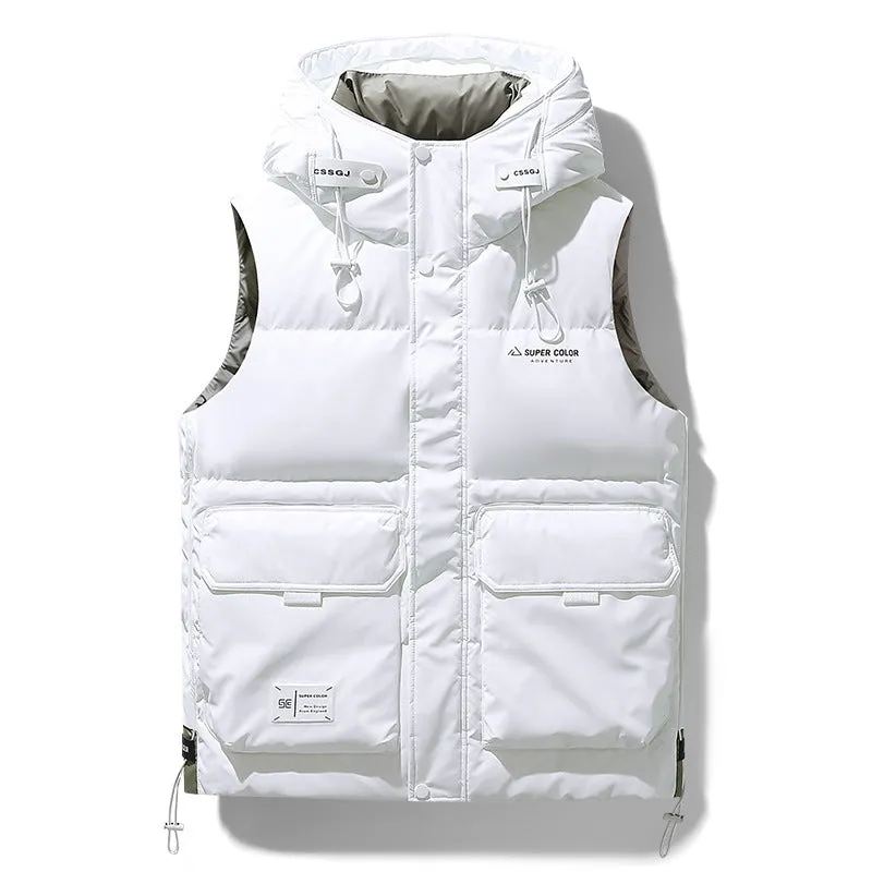 Windproof and Water-resistant Puffer Down Vest with Flap Pocket