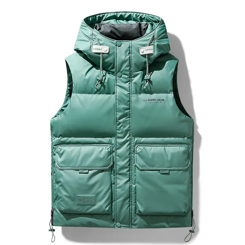 Windproof and Water-resistant Puffer Down Vest with Flap Pocket