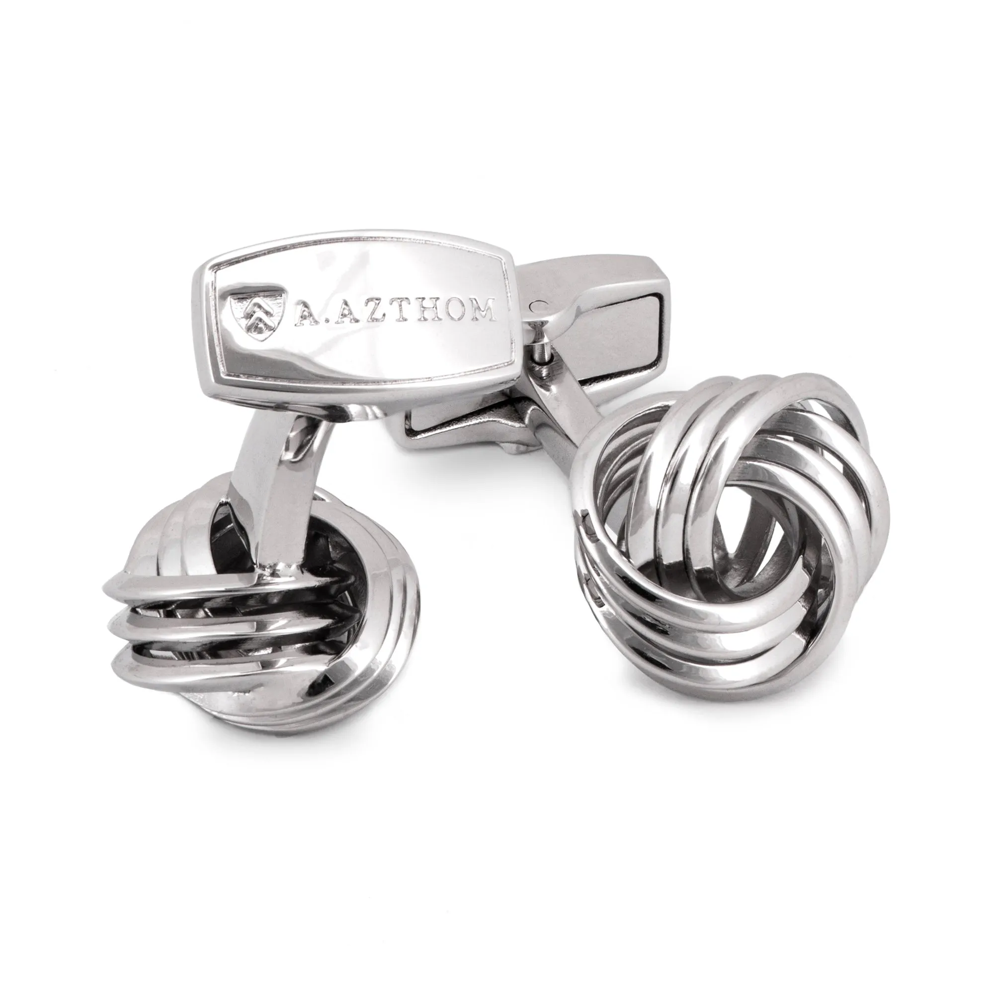 Wire Knot Rhodium-Plated Cufflinks