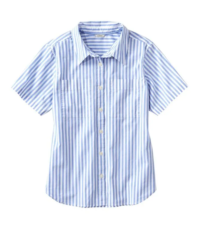 Women's Essential Cotton Poplin Shirt, Short Sleeve