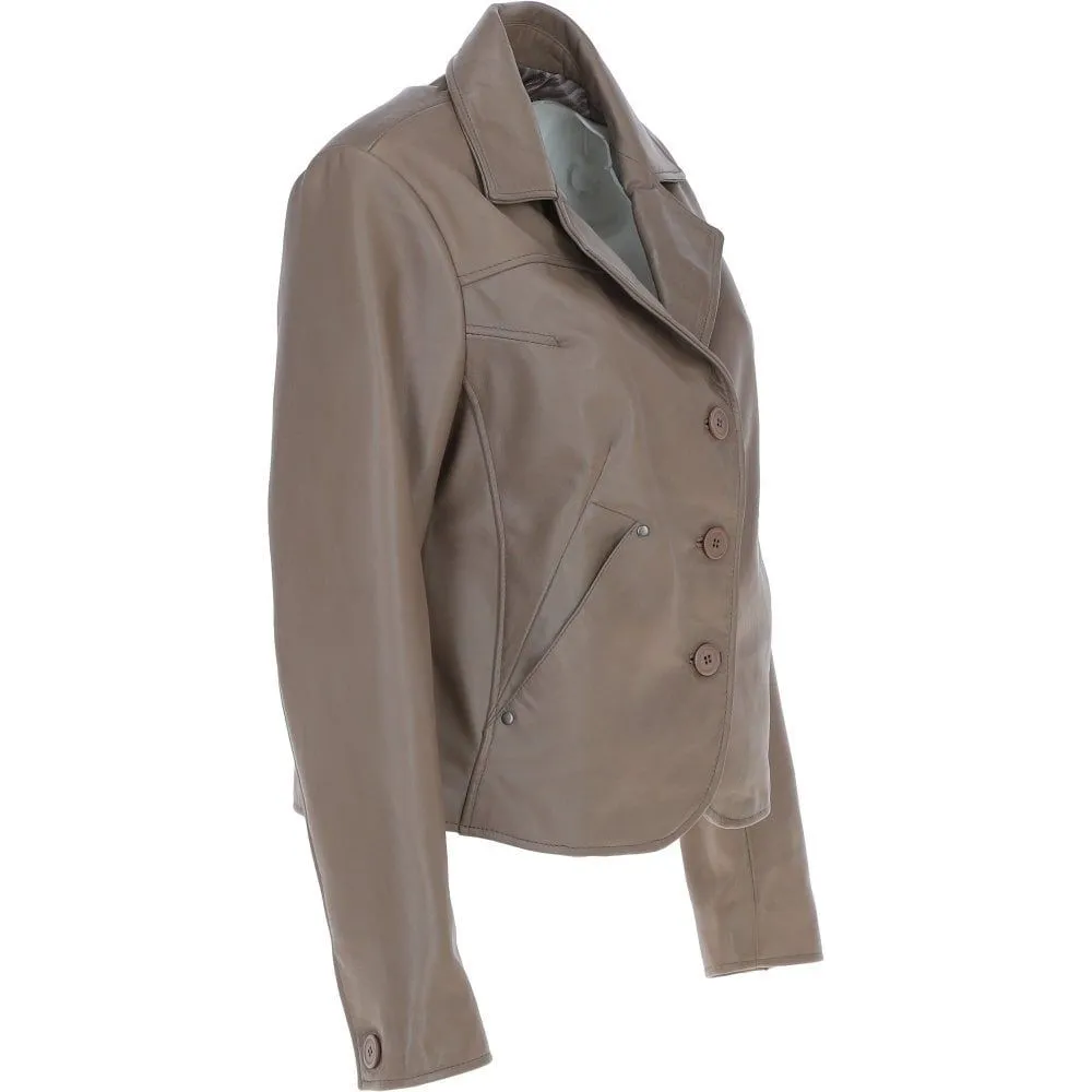 Women's Leather Short Blazer Jacket