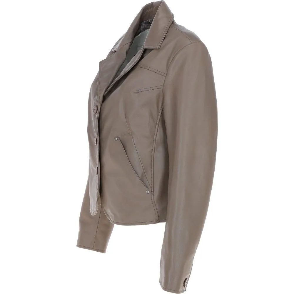 Women's Leather Short Blazer Jacket