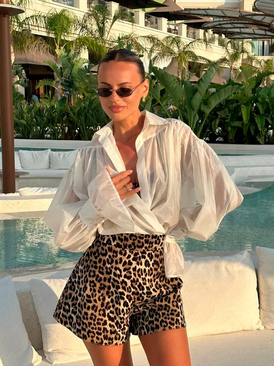 Women's Leopard Print High Waist Shorts | Bold Cotton Streetwear Shorts