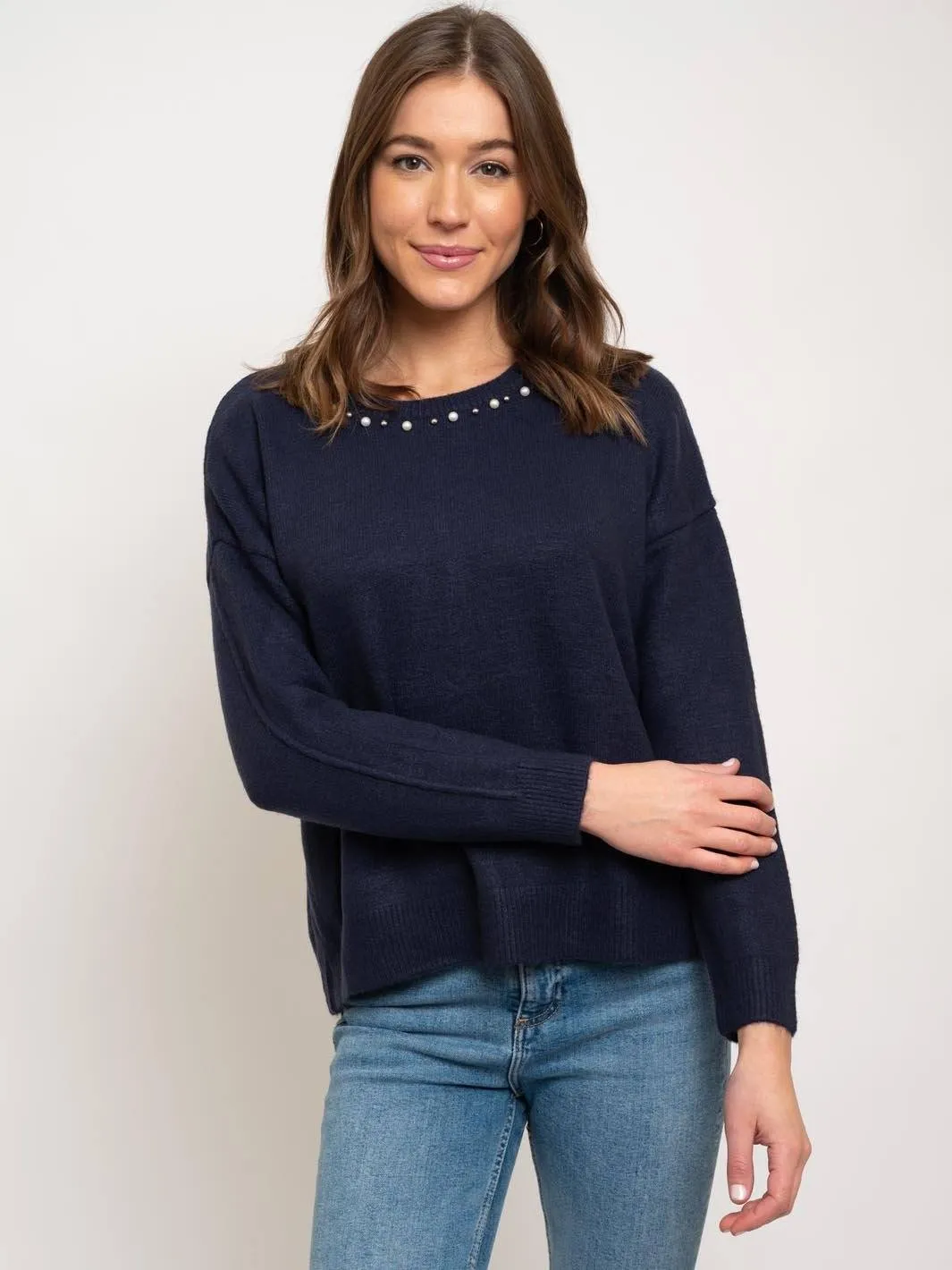 WOMEN'S PEARL DETAIL SWEATER