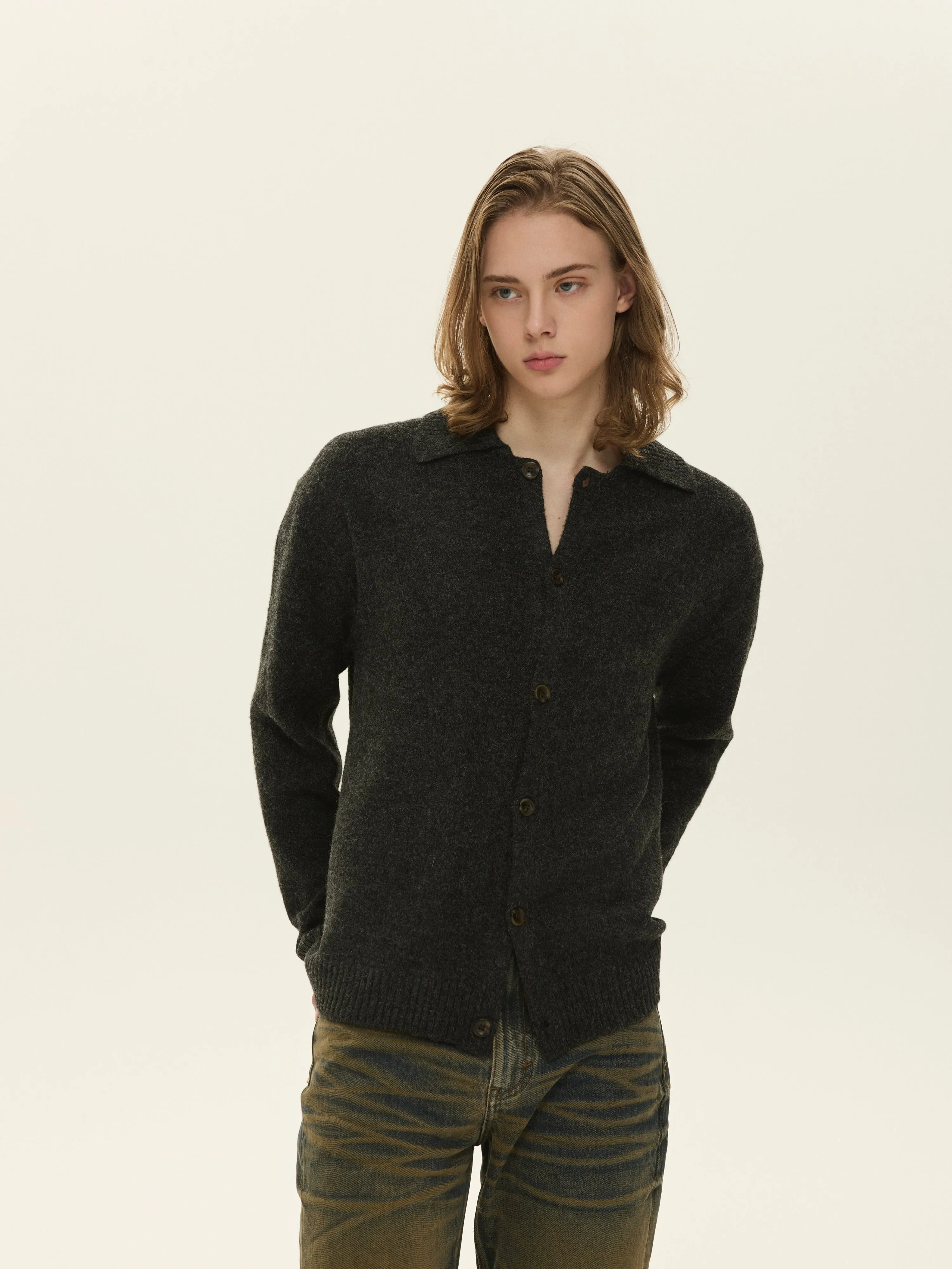 Wool Blend Cardigan Sweater