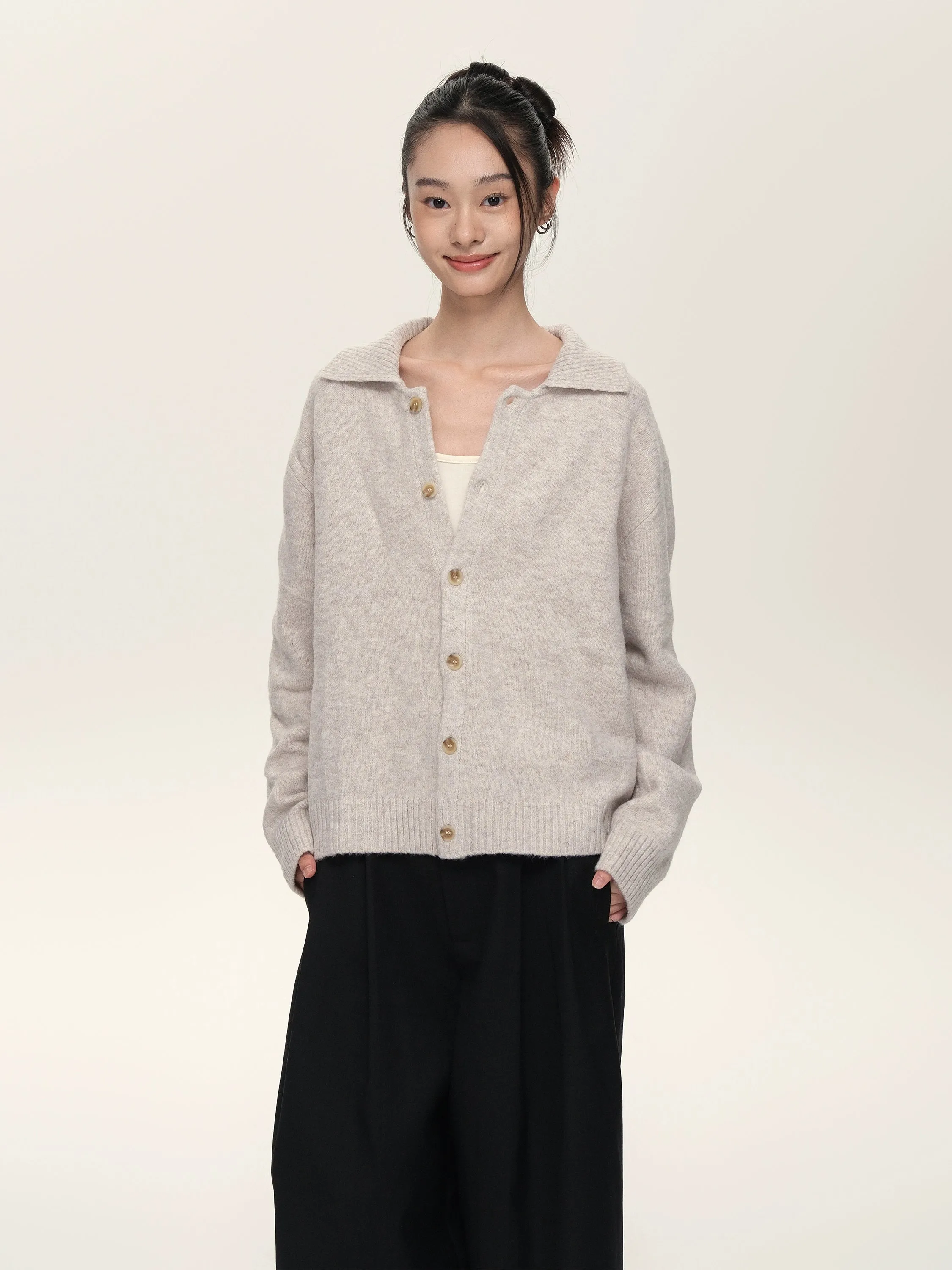 Wool Blend Cardigan Sweater