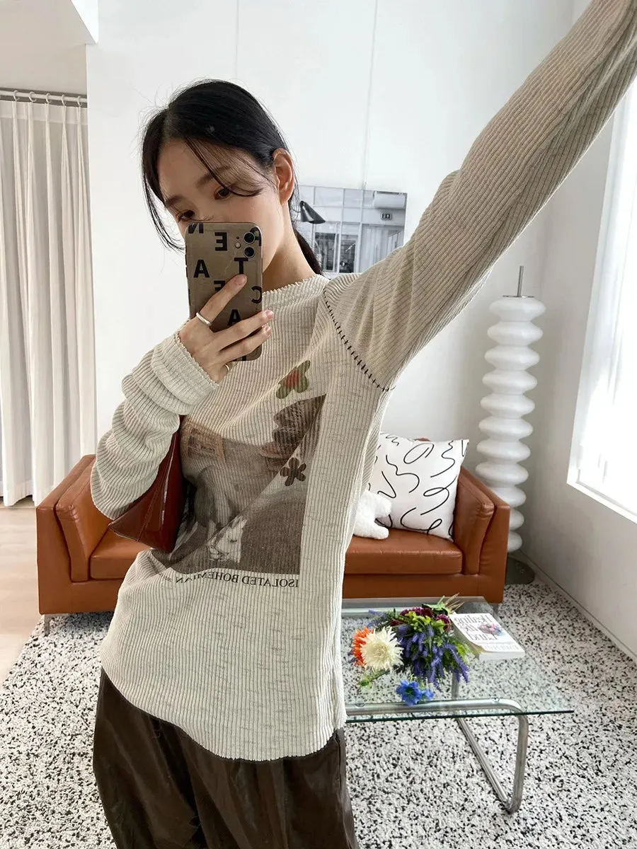 Y2K White Horse Sweater