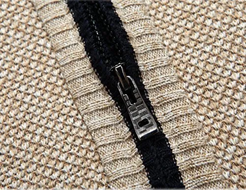 Yeokou Men's Zip-Up Cardigan in Khaki