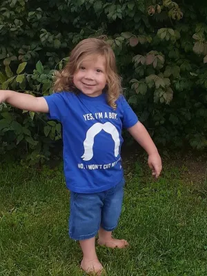 Yes, I’m a Boy. No, I won’t cut my hair Kid's Tee