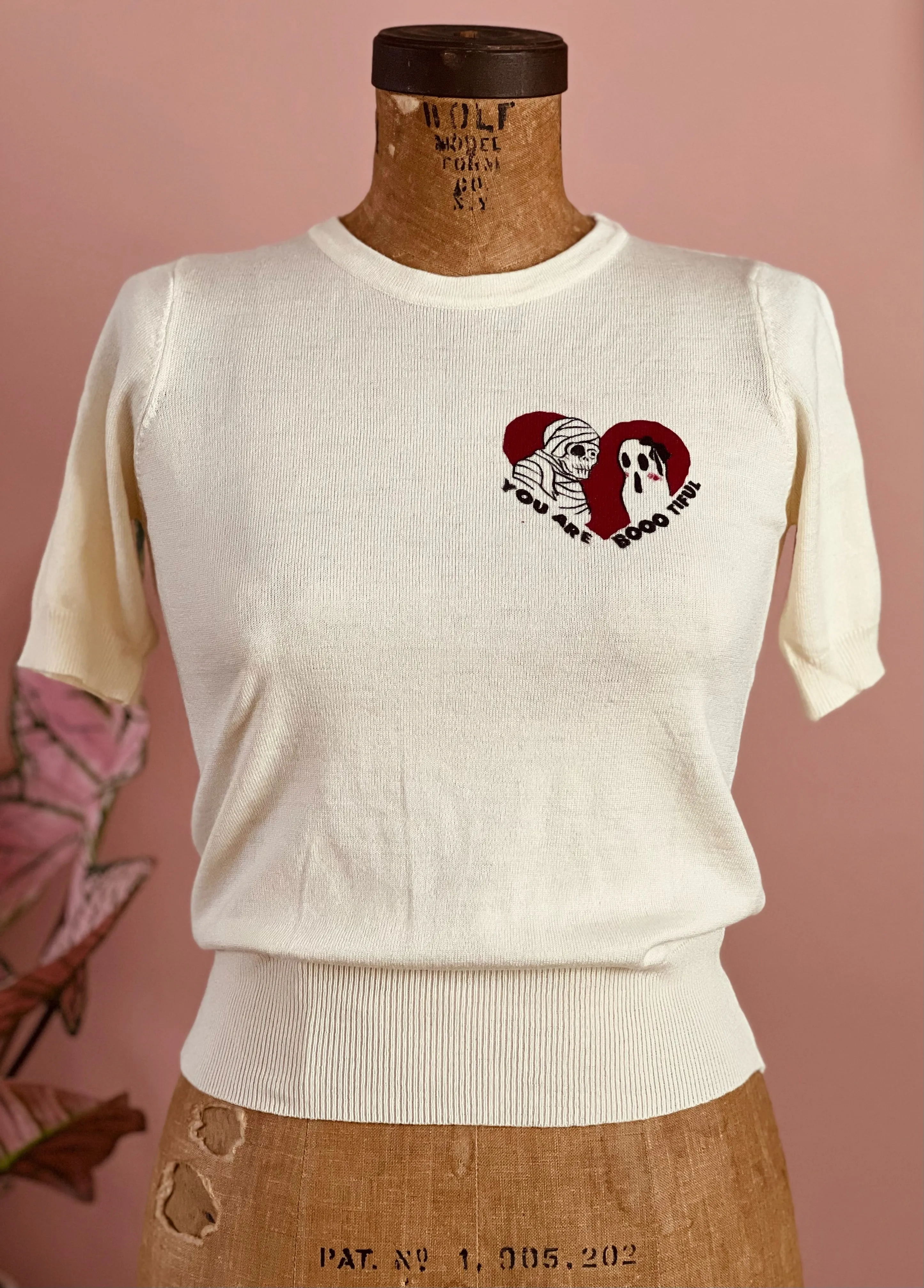 YOU ARE BOOOTIFUL HALF SLEEVE SWEATER *IVORY