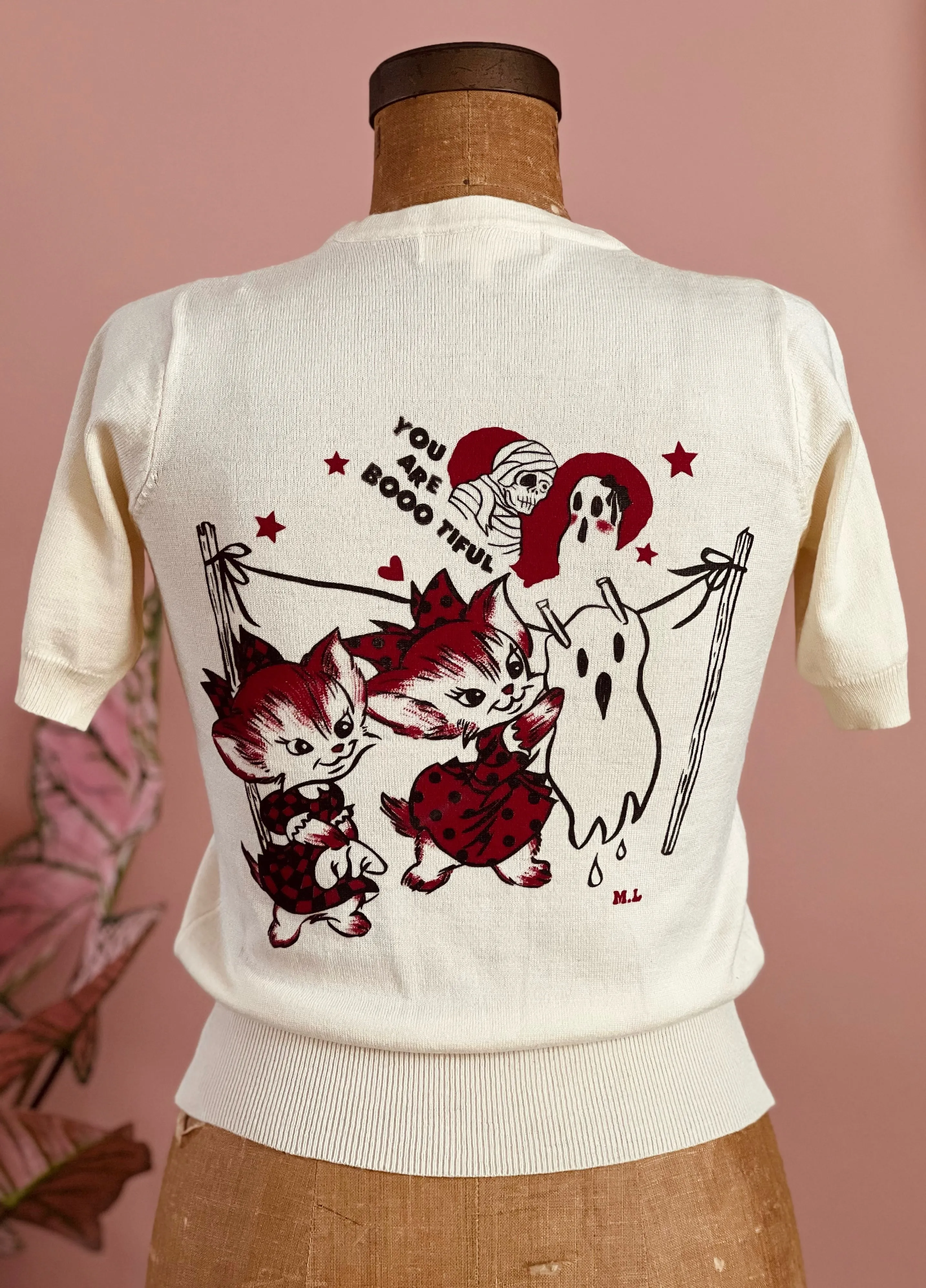 YOU ARE BOOOTIFUL HALF SLEEVE SWEATER *IVORY